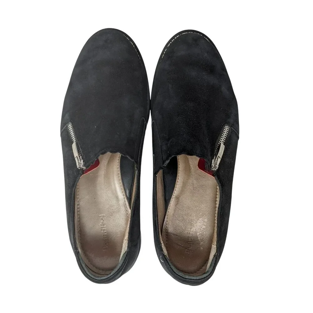 Beautifeel Issey Black Leather Side Zip Casual Loafers Shoes Womens 9